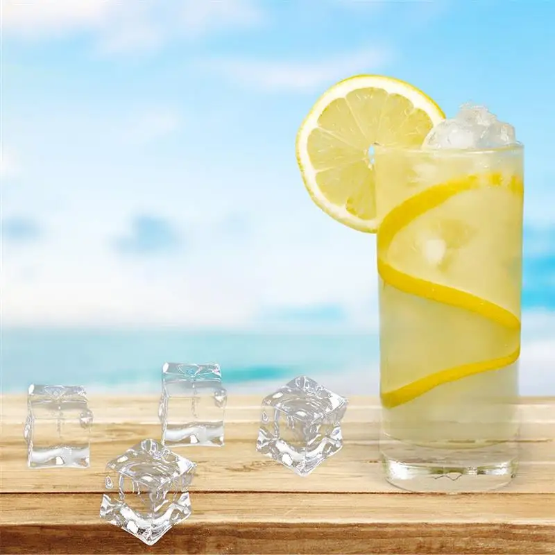 

200pcs Acrylic Ice Cubes Fake Ice Cubes Reusable Fake Ice Fake Ice Artificial Ice Cube Clear Fake Ice Ice Photography Props