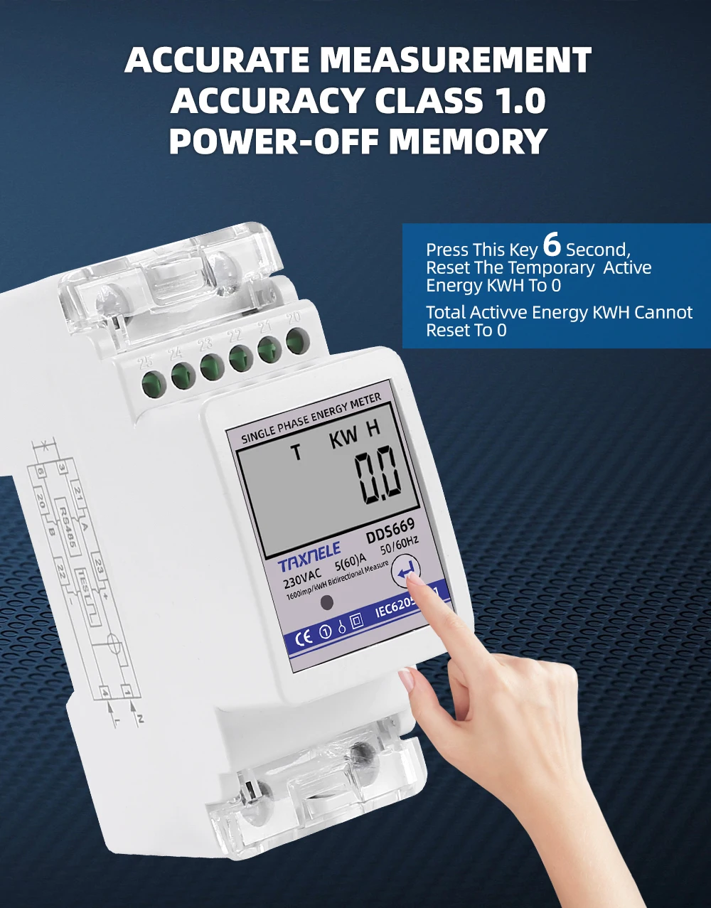 Diferencial, medidor de energia electrica 63A WIFI - Tecnoteca