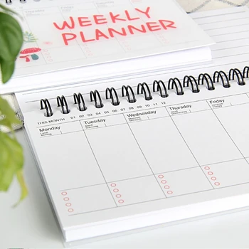 57EC Portable Spiral Weekly Monthly Planner Memo Pad Ruled Pages Office Supplies