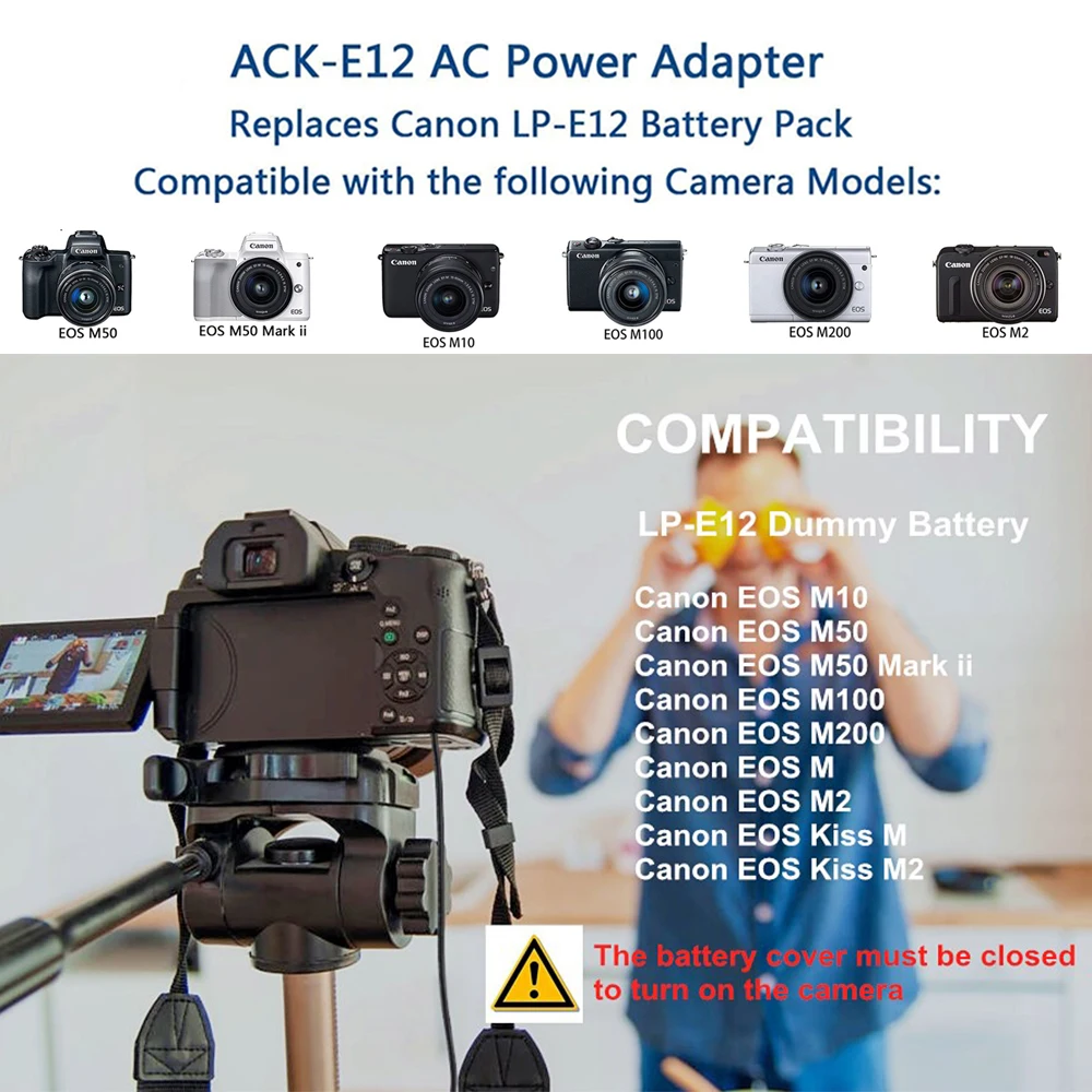LP-E12 DR-E12 DC Coupler Fake Dummy Battery CA-PS700 USB Cable Adapter for Canon Camera EOS M EOS M2 M10 M50