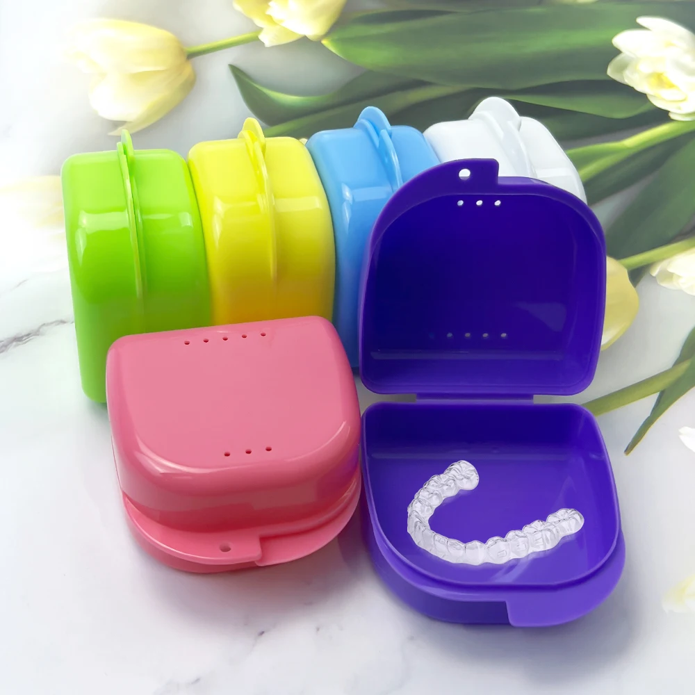 Multiple Colors Large Denture Storage Box Plastic Mouth Guard Braces Hook Container Air Vent Holes False Teeth Protective Box 3