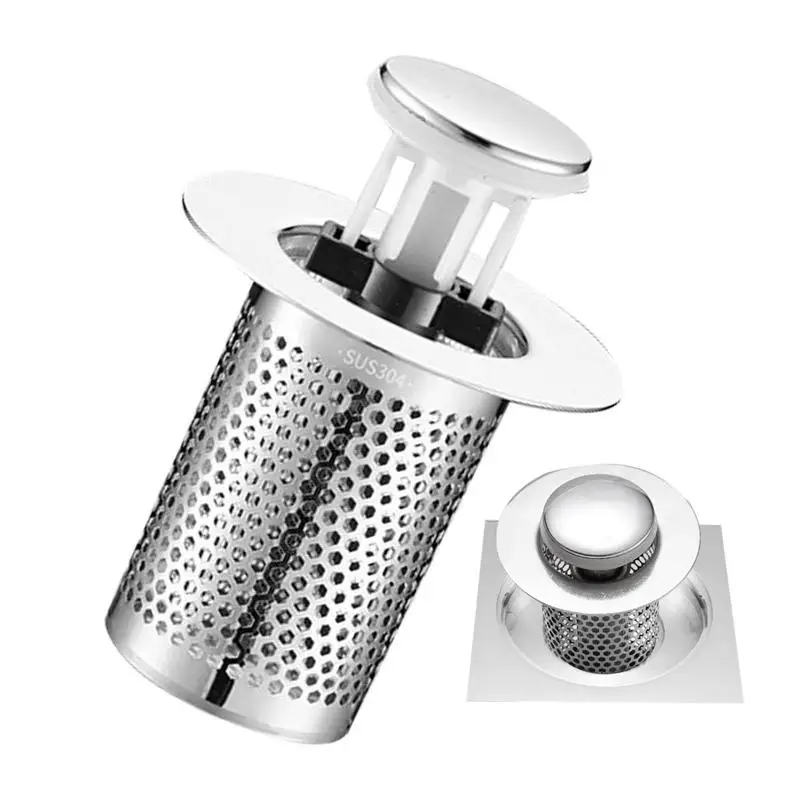 Stainless Steel Floor Drain Filter Washbasin Plug Anti Odor Pop-Up Bounce Core Basin Stopper Hair Catcher Shower Drain Strainer