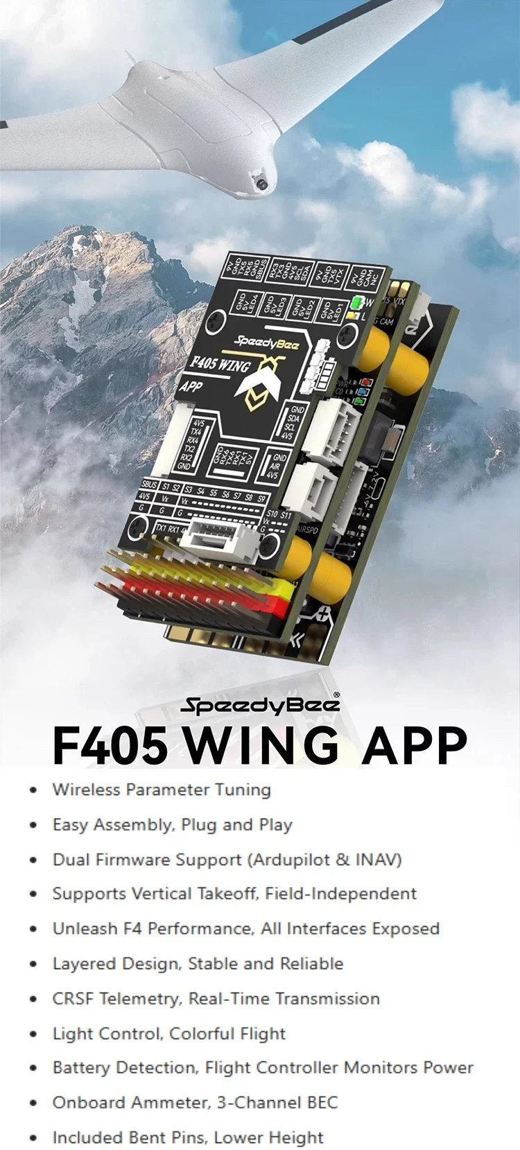 SpeedyBee F405 Wing APP Contrôleur de Vol pour Drone RC