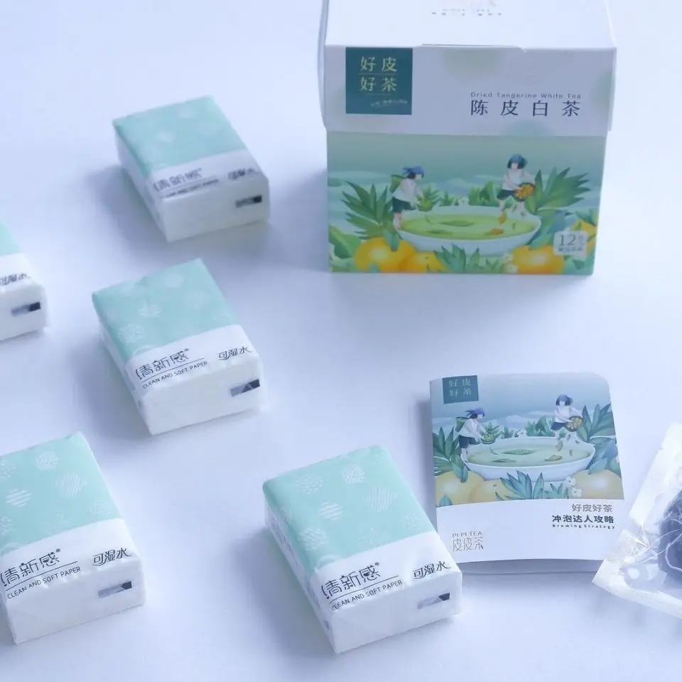 Handkerchief Tissue 10 Packs Small Bag 3-Layer Paper Napkin Facial Tissue Fragrance-Free Portable Mini Hand Towel Paper