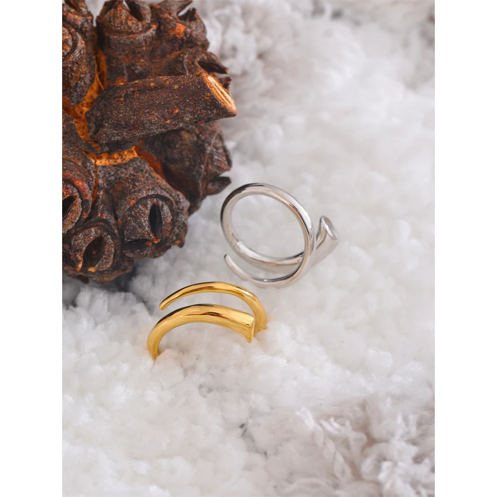 Yhpup Minimalist 316L Stainless Steel Metal Fashion Ring