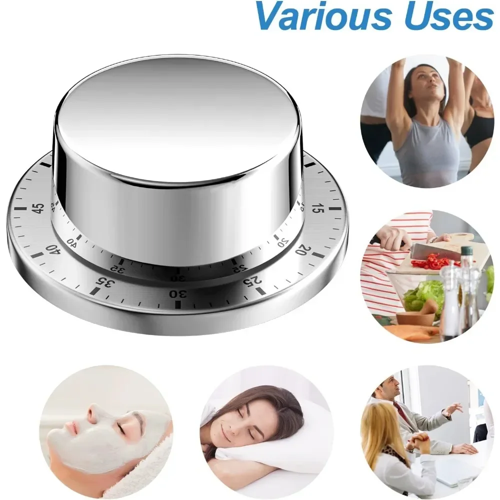 Timer Da Cucina Meccanico Manuale In Acciaio Inox Con Base Magnetica