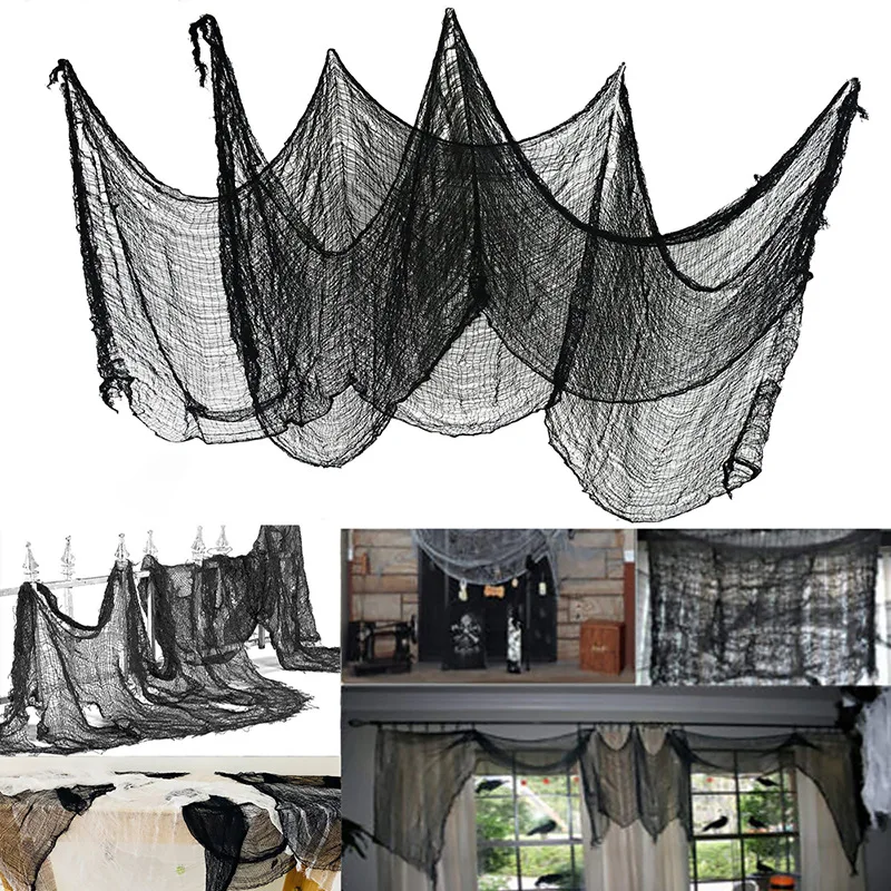 Halloween Decoration 80x400cm Black Creepy Gauze Cloth Gothic Props Party Night Club Door |