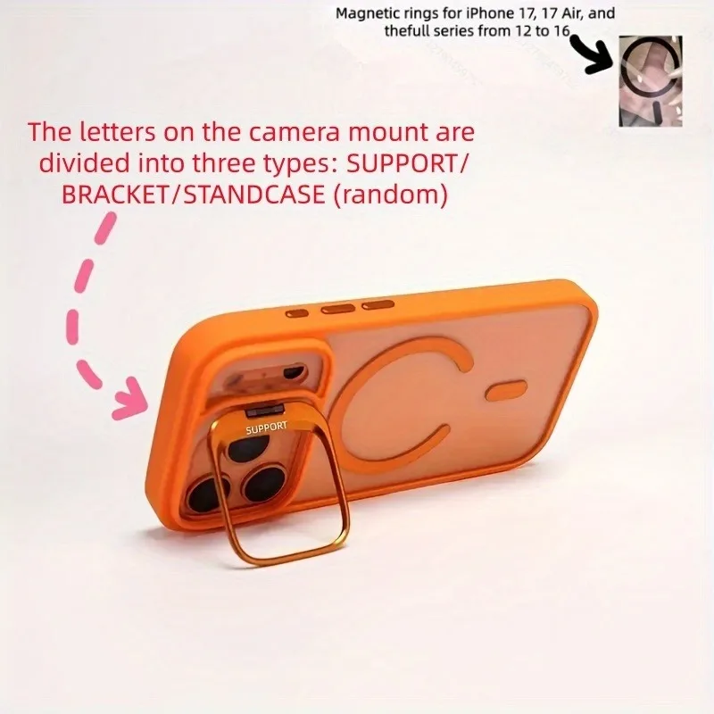 Premium Magnetic Shockproof Phone Case with Stand and Glass Lens Protection Cover