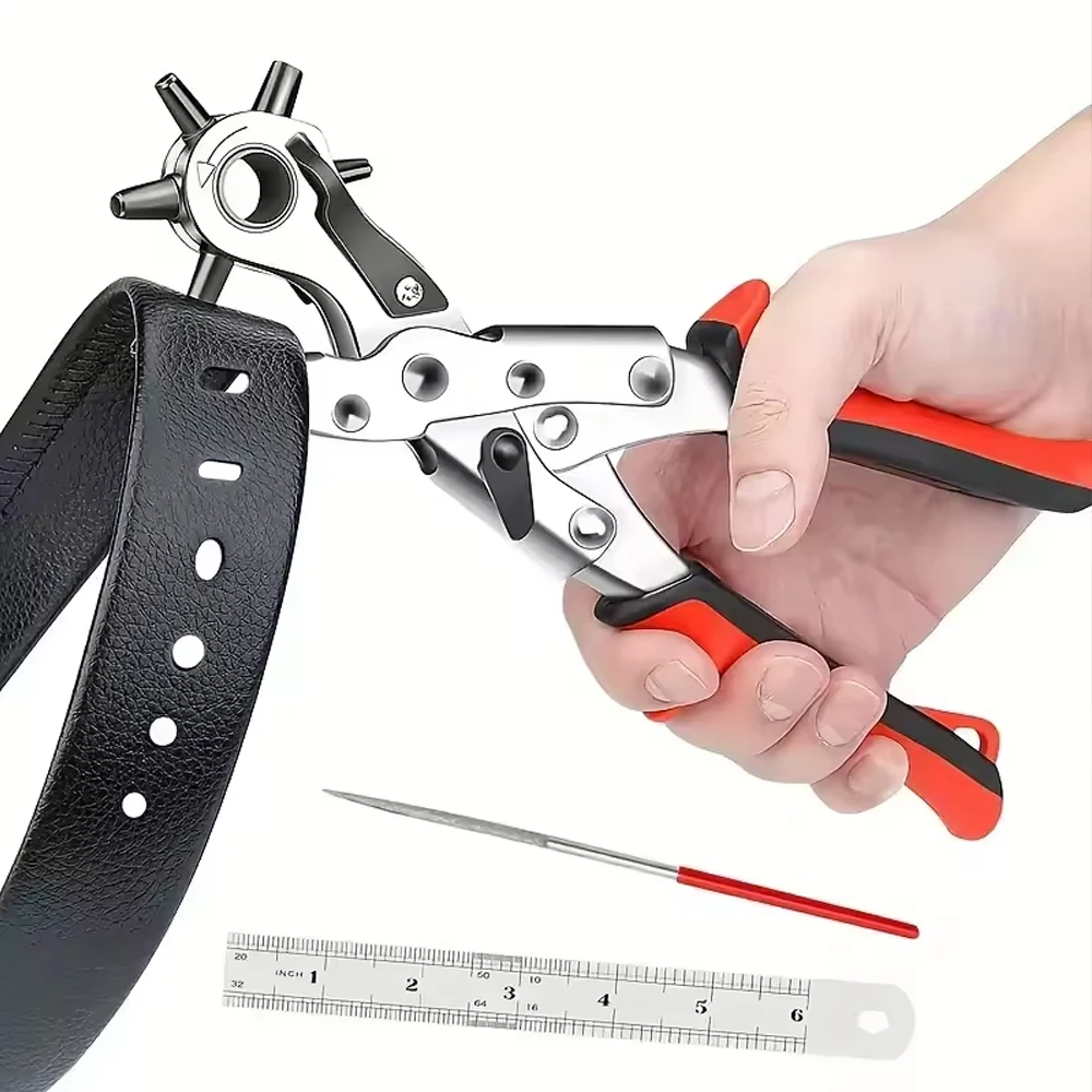 Leather Hole Punch Multifunctional Carbon Steel Belt Puncher Perfect for Leatherwork Crafts