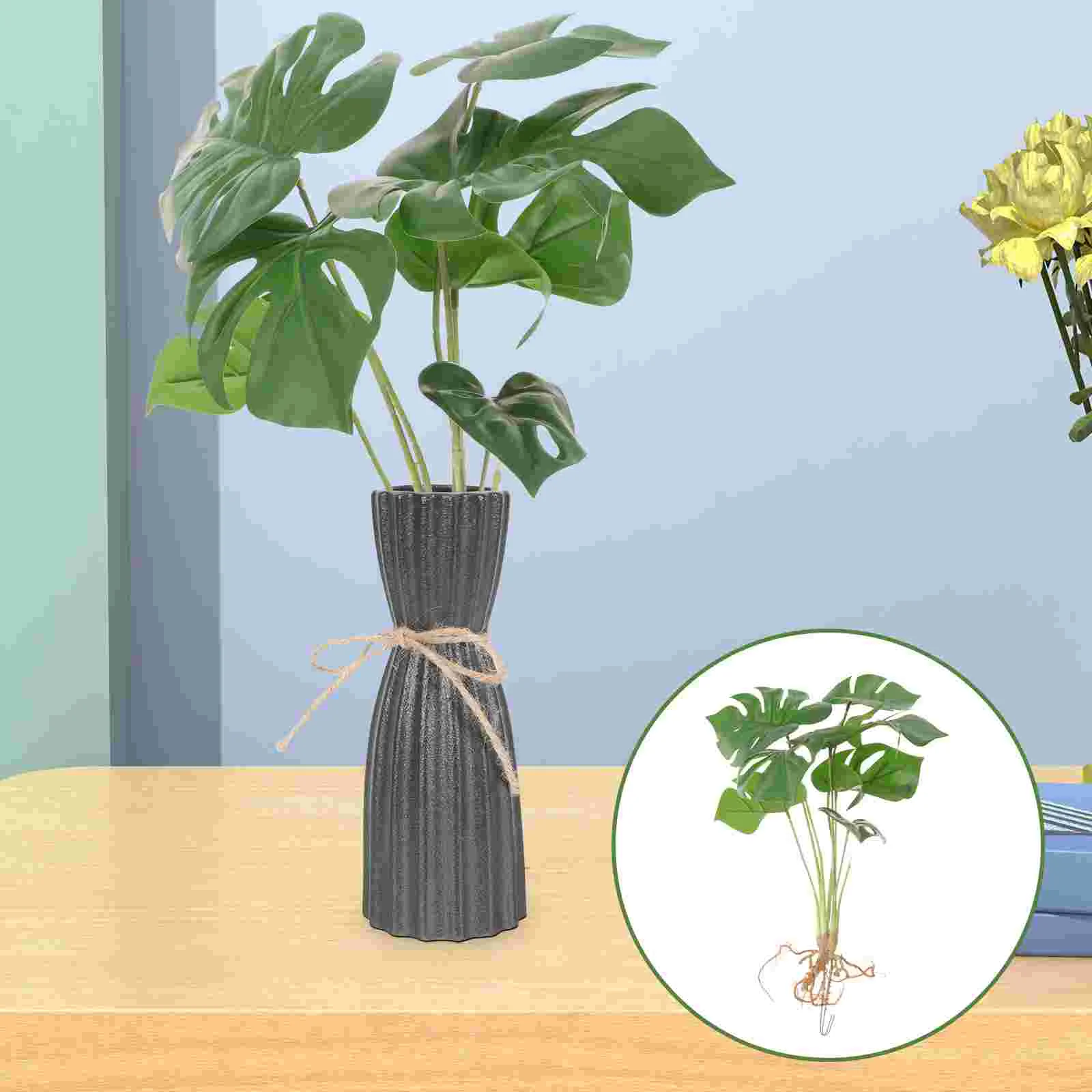 Foglie Di Tartaruga Foglie Simulate Idroponiche Monstera Deliciosa Decorazione Della Casa Erba Piante Verdi (8 Teste Verdi) Forniture Per Ufficio