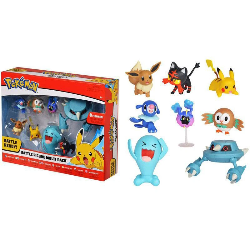 

8pcs/Set Anime Pokemon Pikachu Loudred Eevee Wobbuffet Rowlet Doll Set Action Figure Model Collectibles Toys Christmas Gift