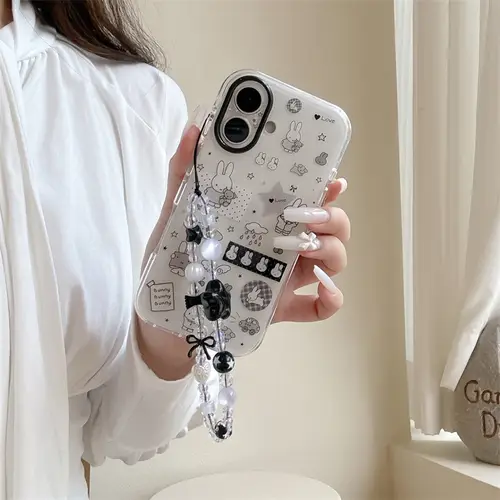Kawaii Cartoon Rabbit Starry Sky Phone Case for iPhone 16 15 14 13 17 Pro Max INS Style Soft Silicone Shockproof Cover Funda - Image 6