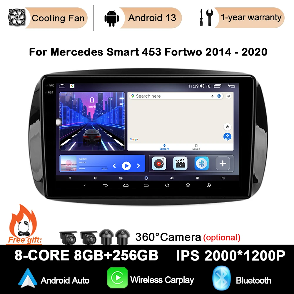 

Автомагнитола для Mercedes Smart 453 Fortwo 2014 - 2020 Android13, мультимедийная навигация, GPS, Wi-Fi, DSP, беспроводная, для Carplay, NO 2DIN, DVD