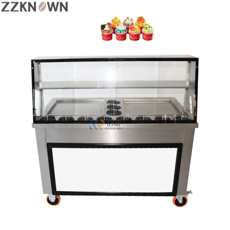 

Commercial Fry Rolled Ice Cream Maker Double Square Pans Thailand Rolled Fried Ice Cream Machine Fried Yogurt Ice Equipment