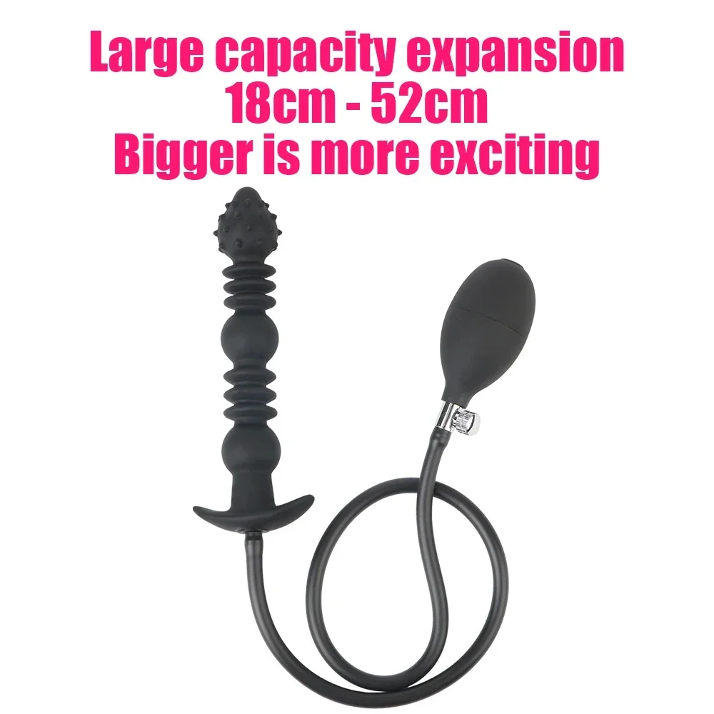 Large Dildo Inflatable Anal Plug Vagina Anus Dilator Silicone Buttplug Expandable Adult Sex Toys For Women Men Gay Masturbation