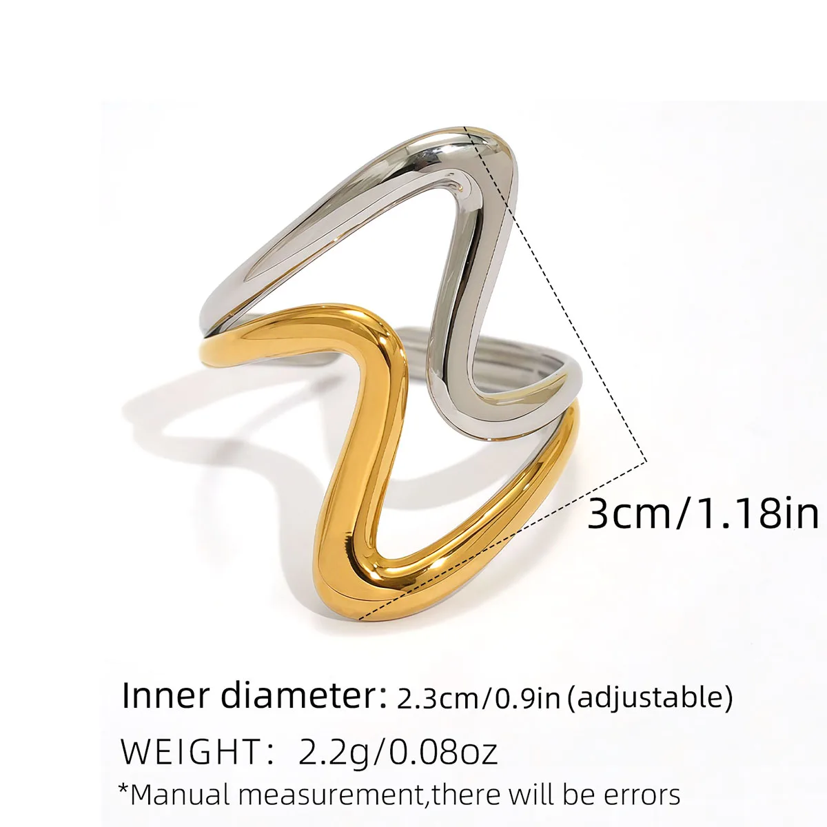 316L Edelstahl Mischfarbe Ringe für Frauen Goldfarbe und Silber Farbe Zweifarbiger Ring zum Stapeln wasserdichter Schmuck Geschenke – Detail 1