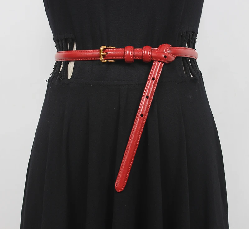 

Women's Runway Fashion Genuine Leather Cummerbunds Female Dress Corsets Waistband Belts Decoration Narrow Belt R1480