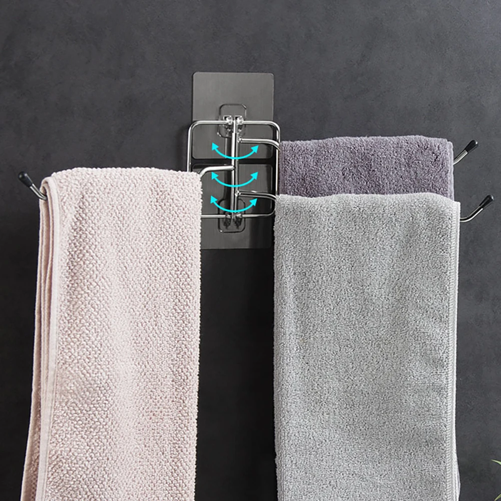 Non Perforated Stainless Steel Kitchen Cloth Rack 180&deg;rotating Towel Rack Kitchen Tissue Hanger Dishcloth Coat
