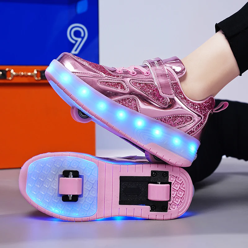 RDJSHOP Chaussures De Skate à Roulettes à LED Unisexes Pour