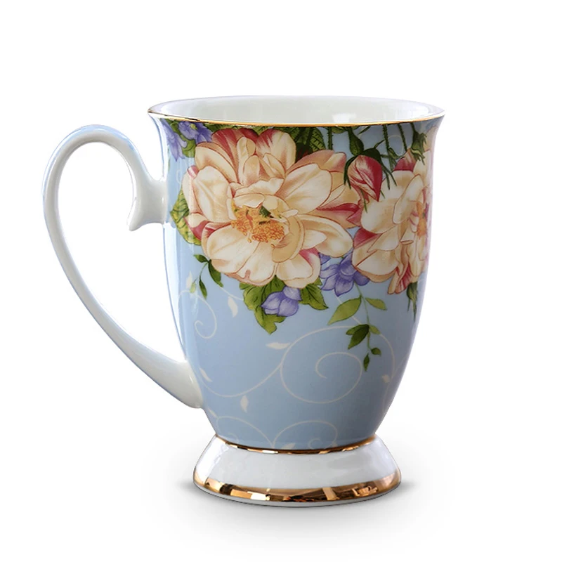 Teacup Gold Rim Ceramic Mug Milk Coffee Drinking Cup- clHouse & Home