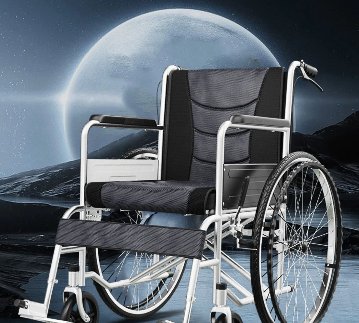 Inflatable tire wheelchair transportation trolley classic multi-function wheelchair accessories