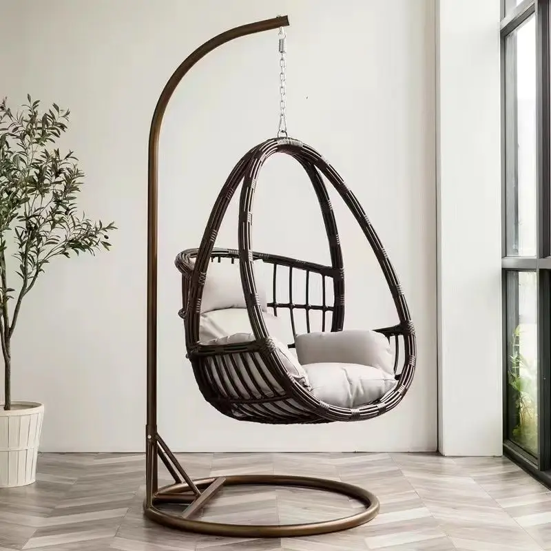 

Hanging Basket Balcony Cradle Chair Home Hammock Lazy Swing Rocking Chair Three-Piece Set