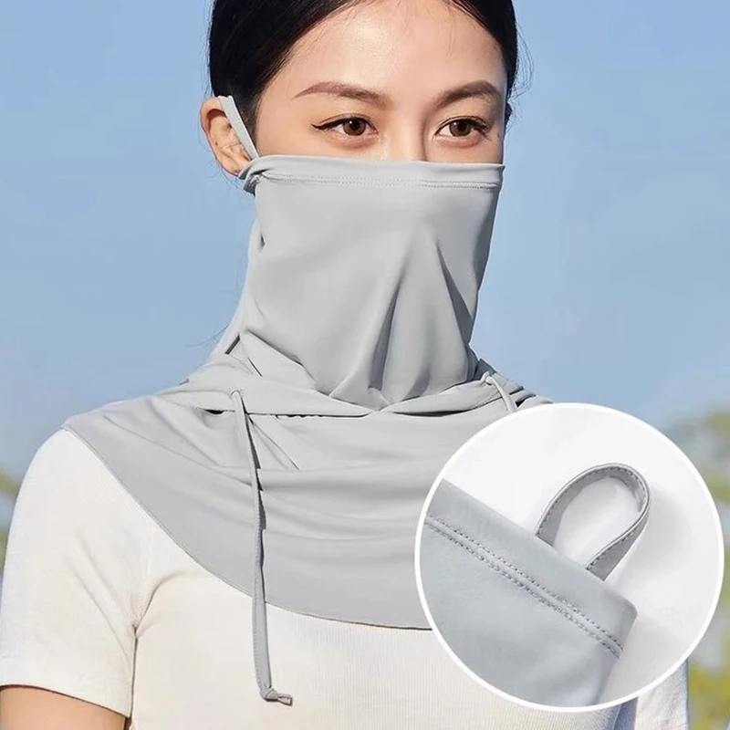 여성용 여름 자외선 차단 모자, 야외 자외선 차단 사이클링 비치 모자, 여성용 플로피 접이식 모자, 아이스 실크 페이스 커버
