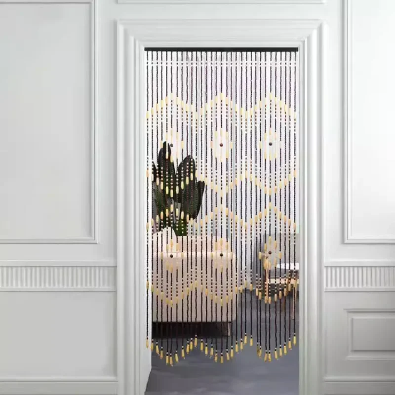 Tenda in legno retrò per porte e finestre, con perle