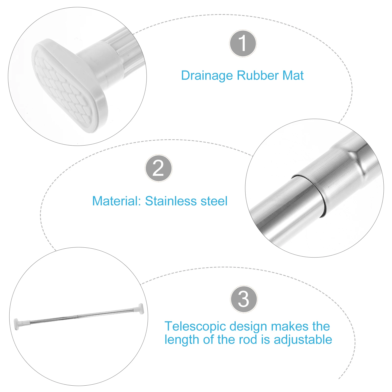 80Cm Adjustable Telescopic Hanger Rod Stainless Steel Clothesline Bar Drying Support Wardrobe Closet Bathroom Shower Curtain - Image 5