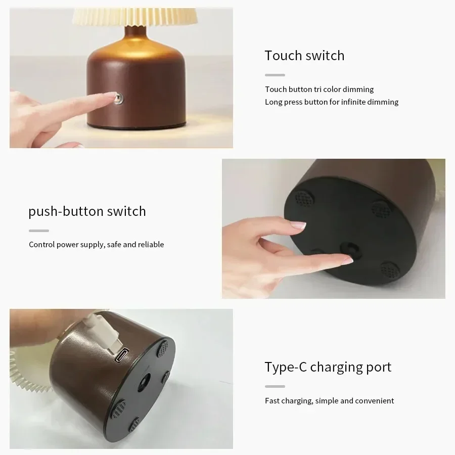Cozy Atmosphere LED Bedside Night Lamp with Adjustable Brightness