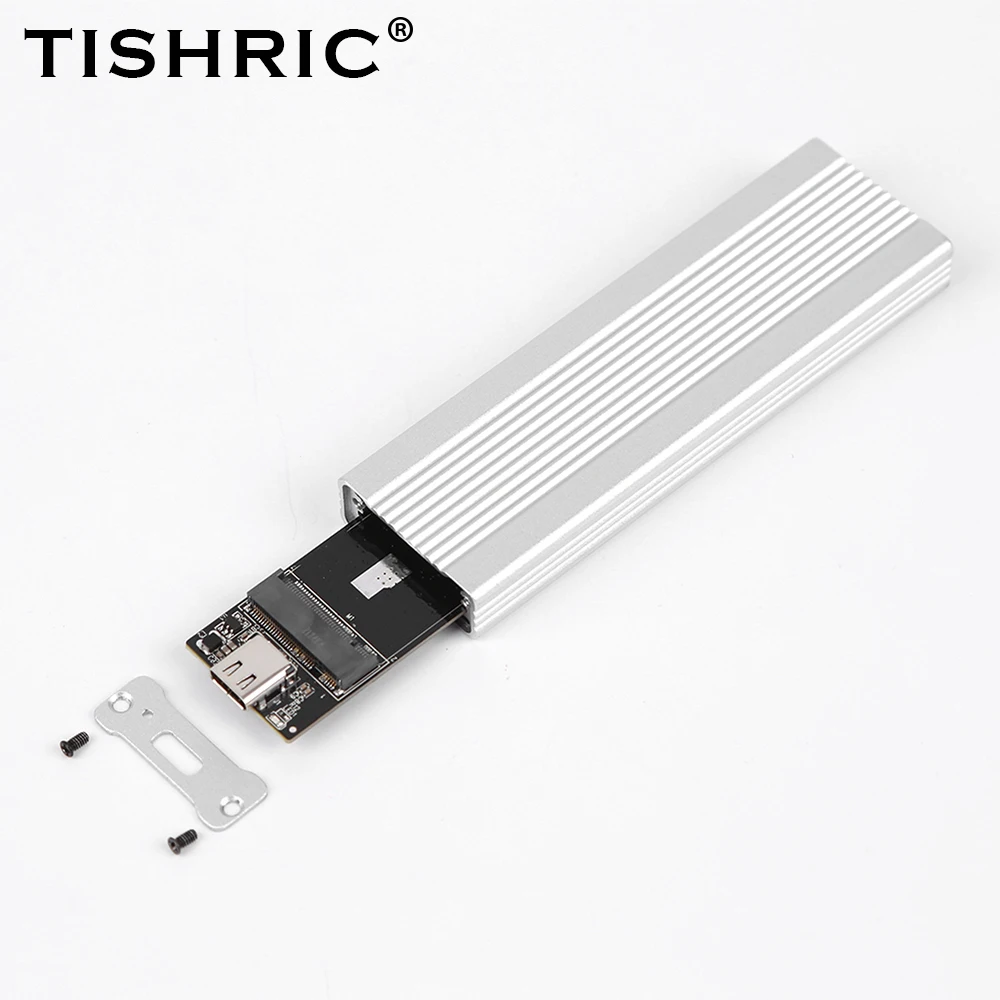 TISHRIC SSD M2 어댑터 외장 하드 드라이브 케이스, SATA 프로토콜, HD M-키 하드 디스크 인클로저 박스, M.2 SSD용 USB-C 타입 케이블