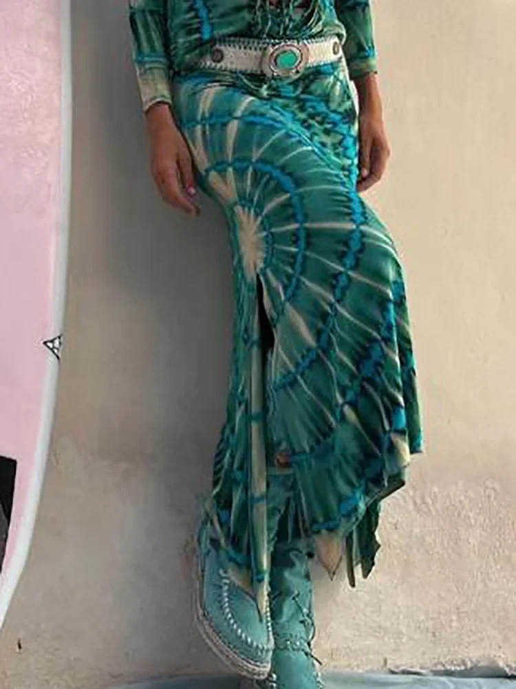 Elegant Camel Patchwork Pleated Maxi Skirt For Summer, Wrinkled Look, Cotton Blend Boho Style main image 0