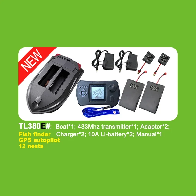 Skywolf TL380 dual hull 12 GPS nest points sonar autopilot baitboat for sea fishing