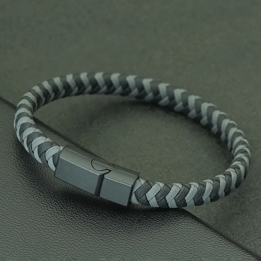Handwoven Magnetic Buckle PU Leather Men's Bracelet - Adventure Riding Collection
