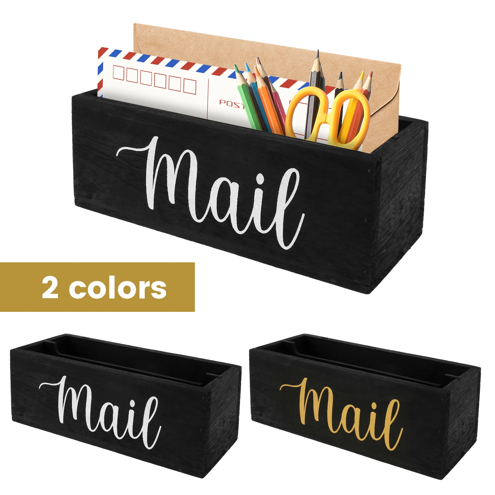 Mail Organizer 2 Slots Solid Tung Wood Mail Holder Decorative Multifunctional Letter Holder for Home Office Entryway Living Room