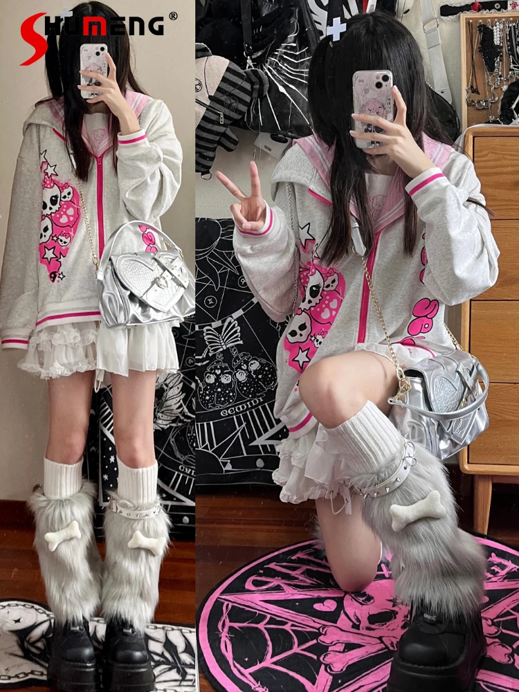 Original Harajuku Style Hot Girl Japanese Cartoon Hooded Hoodie Jacket Autumn and Winter Loose Printing Sweatshirt Coat Woman hot sale original industry epsn printing head gen5 gh2220 4720 dx5 dx7 xp600 tx800 for dtg uv hybrid printer