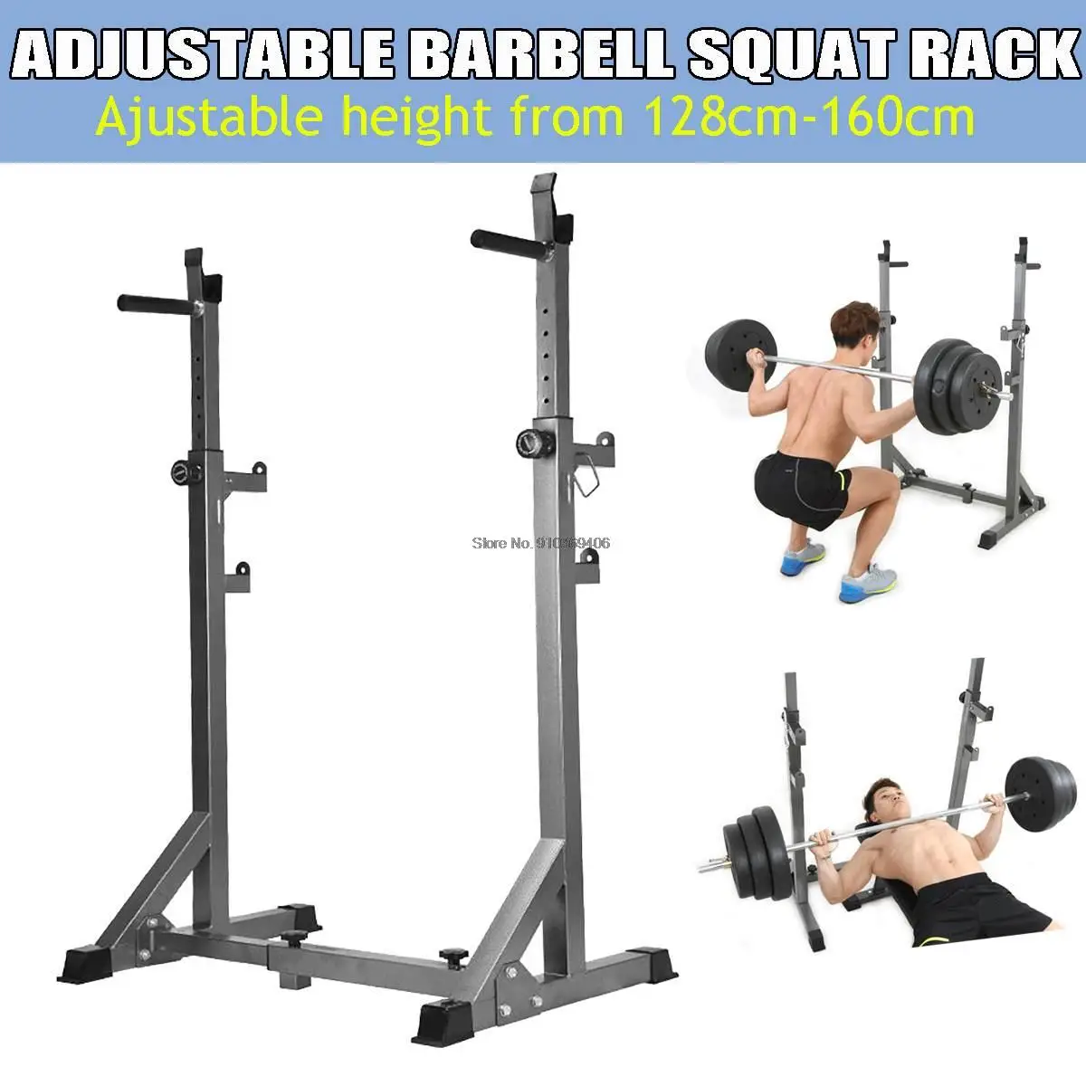 Multifunzione Squat Rack 300Kg Muscle Training Bilanciere Stand Allenamento Regolabile In Altezza Home Gym Attrezzature Per Il Fitness Sollevamento Pe