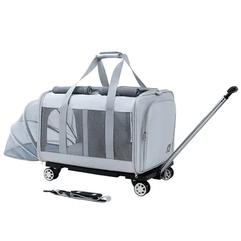 Carrito desmontable para mascotas, bolsa Universal de doble capa, grande y expandible, con ruedas 1