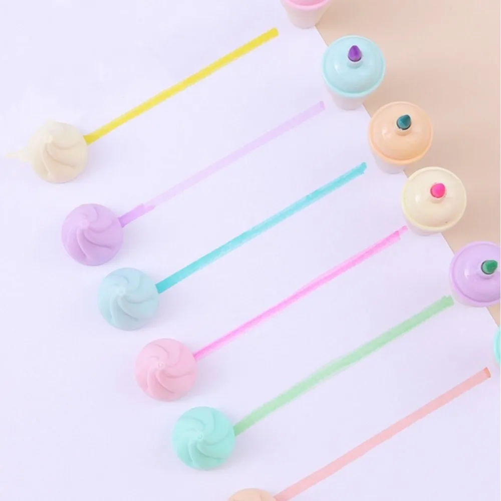 6Pcs/Lot Kawaii Glitter Marker Pens Cartoon Ice Cream Mini Graffiti Marker Paint Pen Office Highlighters