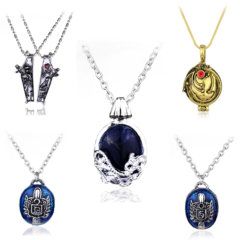 The Vampire Diaries Collana Vintage Kahawblue Stone Pendant Dainty Fashion Popolare Film Gioielli Cosplay Donna All'Ingrosso