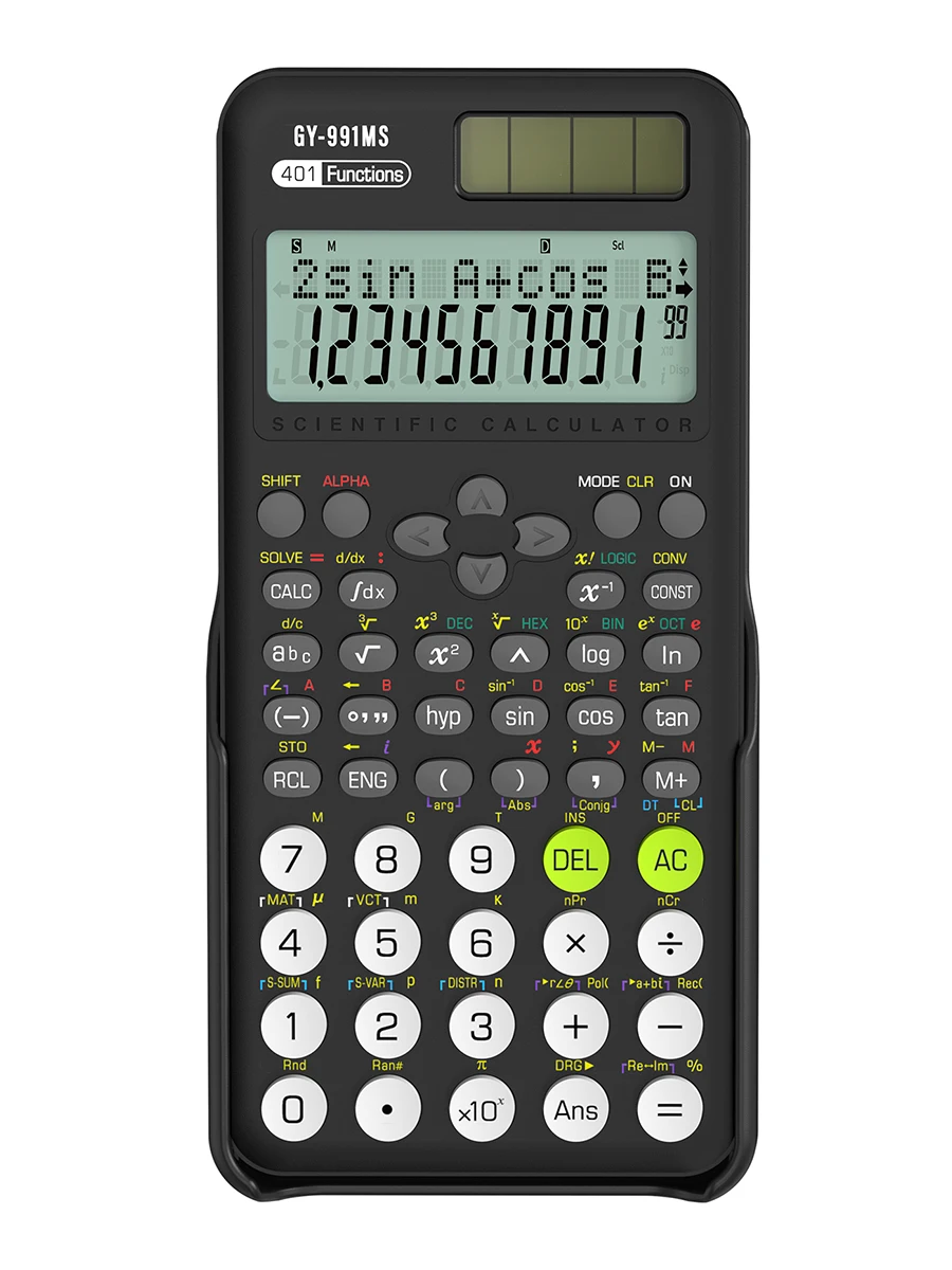 Wissenschaftlicher Rechner für die Schule, 991 MS, 401, Berechnungsfunktionen, ideal für Schüler der Mittelstufe, weiterführenden Schüler, Lernprüfung