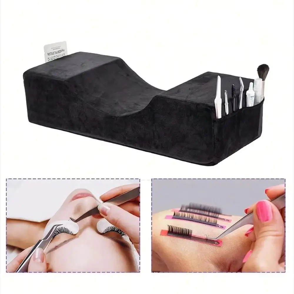 U Shape Design Eyelash Extension Pillow with Pocket Professional Grade Grafting Lash Head Cushion Comfortable Detachable Cover
