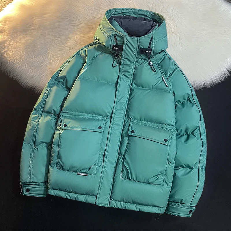 Winter New Hiking Down Coats for Men Fashion All-match Hooded Outerwear Comfortable Warm Camping Down Jacket Outdoor Windproof