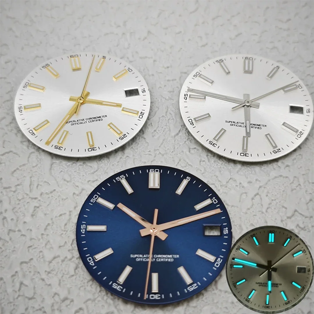 Watch Face Accessories 28.5mm Date Dial NH35 Minimalist Dial Set BGW9 Blue Luminous Watch Face Modified Watch Accessories for NH35/NH36 Movement