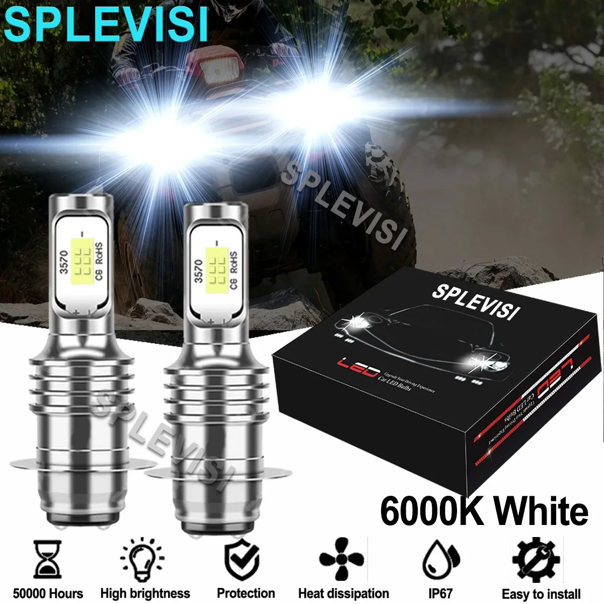 

2x H6 LED 6000K White Headlight Bulbs Upgrad For Honda TRX400 1997–2004 TRX450 Foreman 450 2000–2003