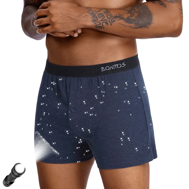 4-Pcs New Men's Underwear Reflective Fabric Homme Panties Boxers Man Men Underpants With Buttons Sexy Drawers Trunks Cotton