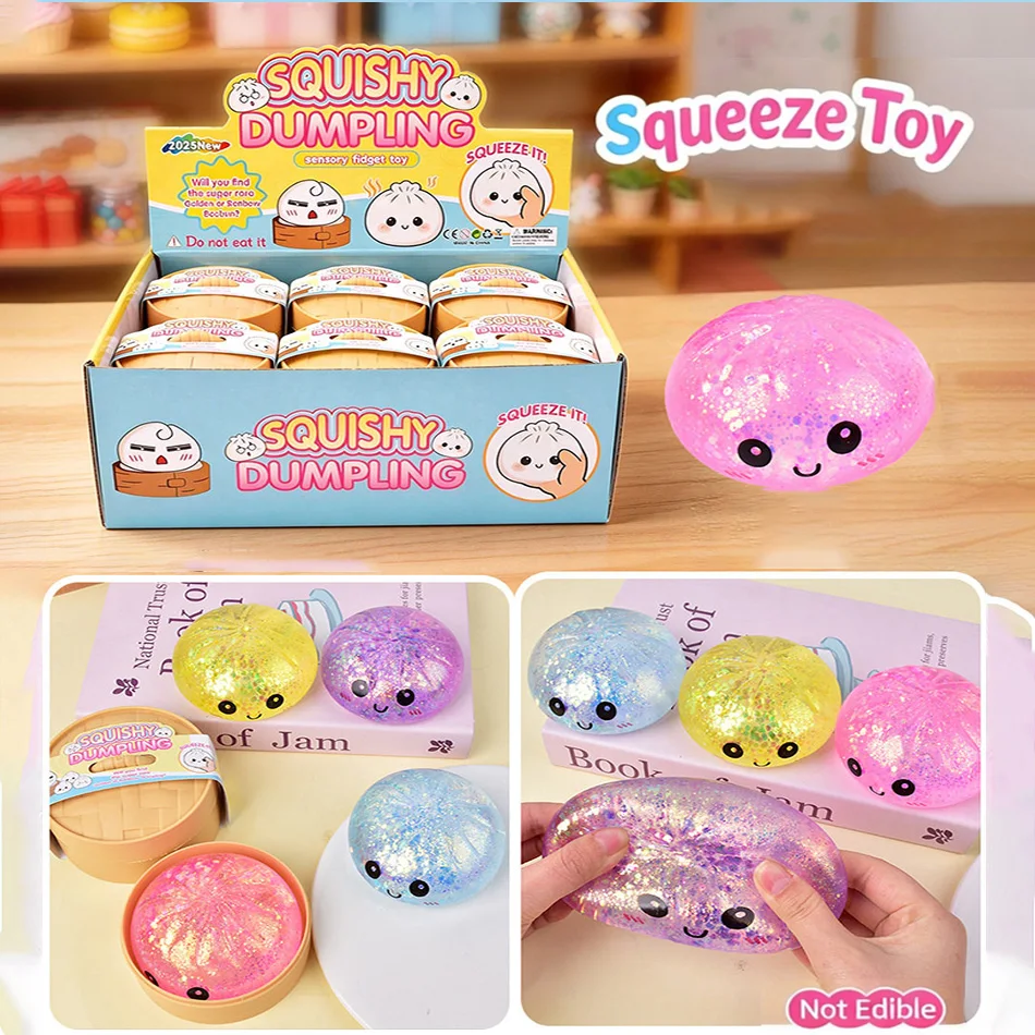 Viral Hidden Design 1-4Pcs Glitt Bead Squishy, Blind Box With Box, Realistic Bun & Dumpling Squeeze Toy, Stress_voghion.com