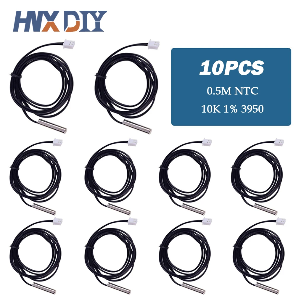 10pcs 0.5M NTC Thermistor Accuracy Temperature Sensor 10K 1% 3950 Digital Temperature Sensor Probe For W1209 W1401 DIY Kit