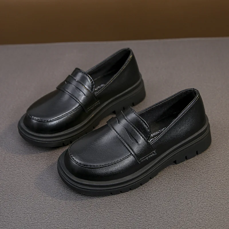 Kids Leather Loafers School Flats for Girls Boys