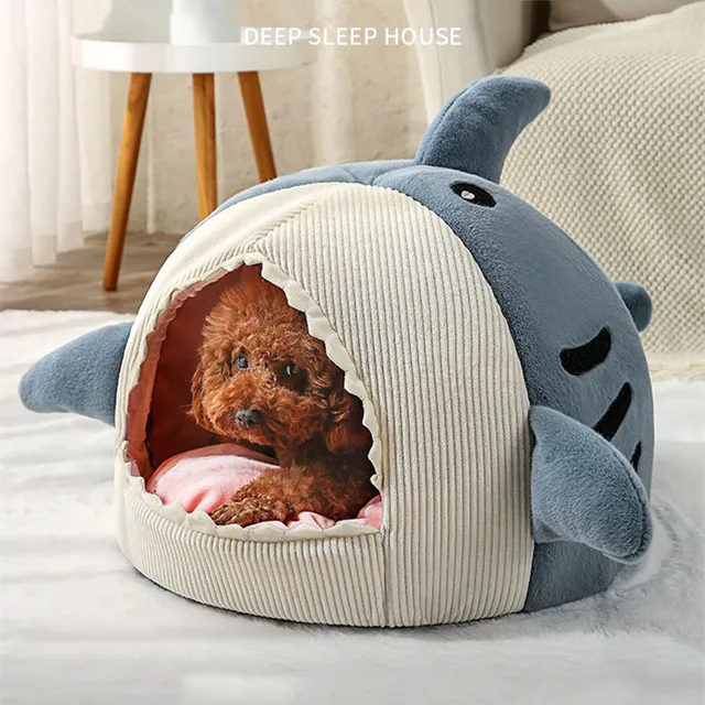 Dog Bed Winter Warm Semi-enclosed Big Mouth Shark Dog Kennel Cat Pad Pet Supplies Comfortable Cat House Sleep Bag Dropshipping 6